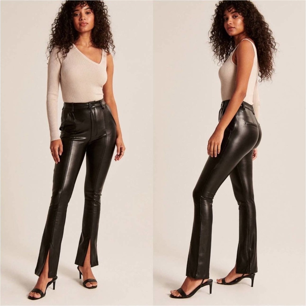 Abercrombie & Fitch Skinny Ultra High Rise Pants Leather Flare Leg Bootcut Black